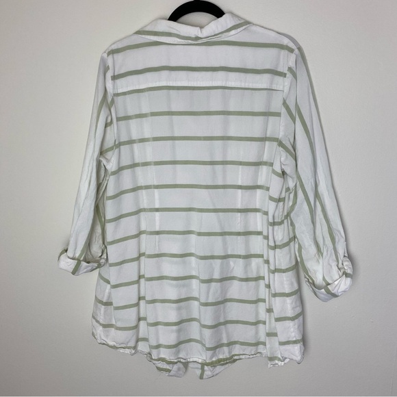 Soft Surroundings Striped Asymmetrical Button Wrap Tunic Top - Picture 4 of 13